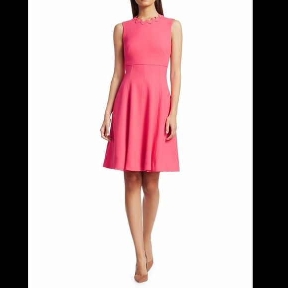 NWT Lela Rose Wave-Trimmed Stretch-Wool Dress Size 12 $1490 - Picture 5 of 13